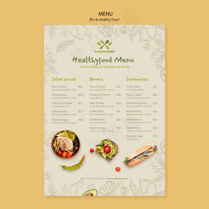 健康生物食品模板菜单psd模版下载