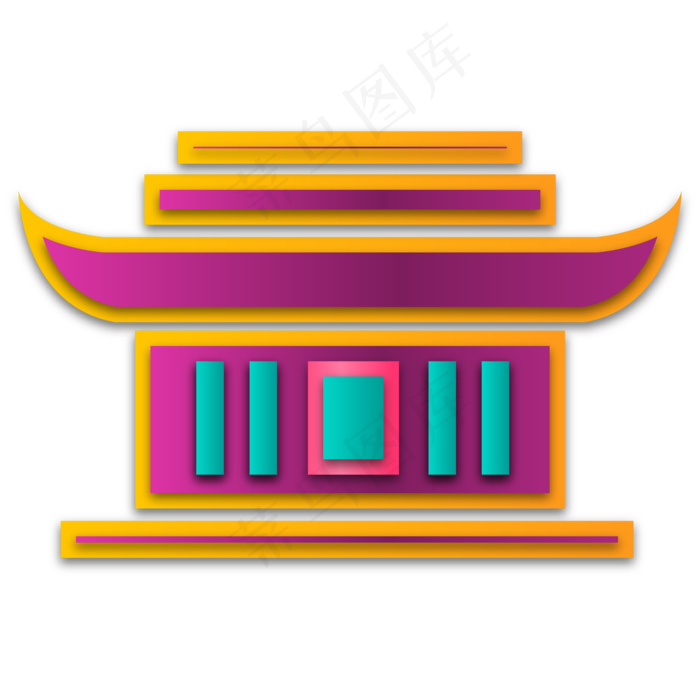 中秋节中式亭子装饰(2000*2000px 300 dpi )ai矢量模版下载