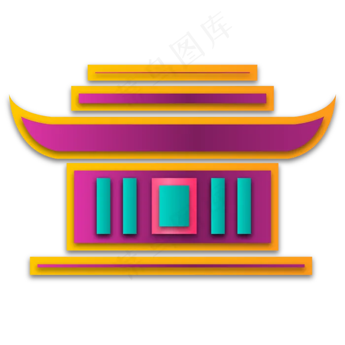 中秋节中式亭子装饰(2000*2000px 300 dpi )ai矢量模版下载