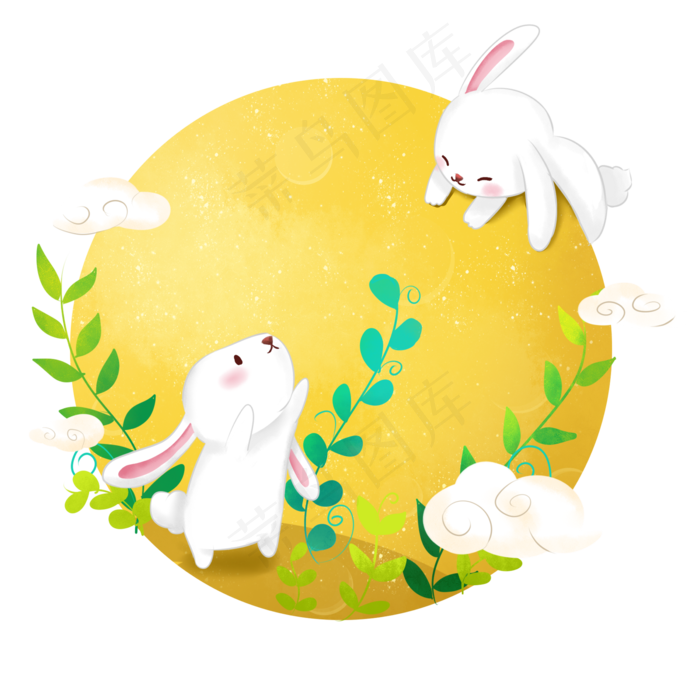 中秋节可爱兔子月亮免抠png