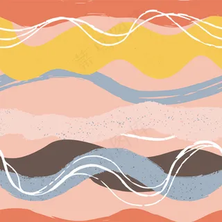 手绘抽象无缝图案。