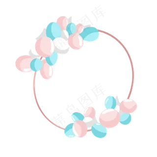 七夕粉白蓝色气球圆环