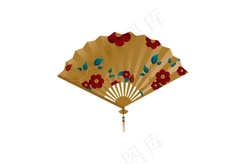 中国风手绘扇子元素免扣高清素材图