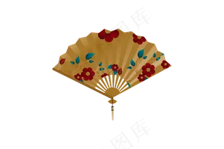 中国风手绘扇子元素免扣高清素材图