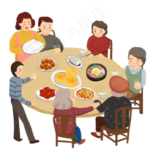 中秋节全家团圆吃团圆饭素材