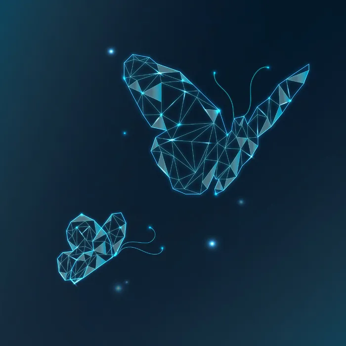 蝴蝶技术矢量，数字转换蓝色图形eps,ai矢量模版下载