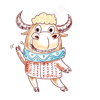 彩铅风牛年牛牛