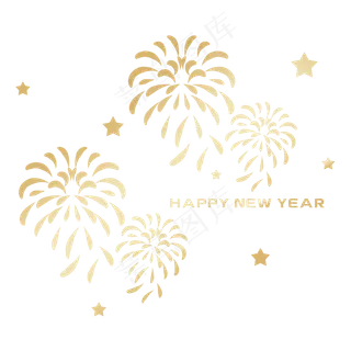 创意元旦金色烟花新年贴纸