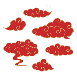 传统节日金边红色祥云