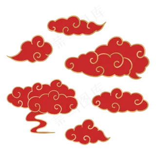 传统节日金边红色祥云