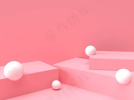 粉红色粉彩产品站在背景上。抽象最小几何概念。三维渲染