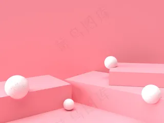 粉红色粉彩产品站在背景上。抽象最小几何概念。三维渲染