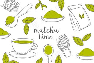 手绘抹茶叶背景