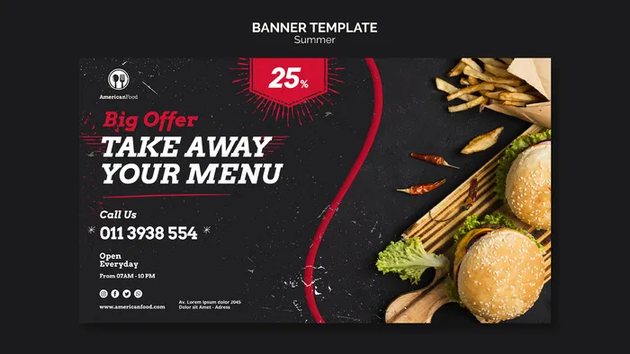 横幅banner模板美国食品psd模版下载