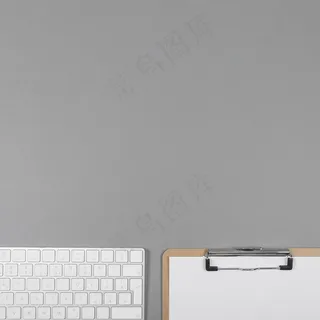 顶视图最低限度的商业安排在灰色背景和复印空间