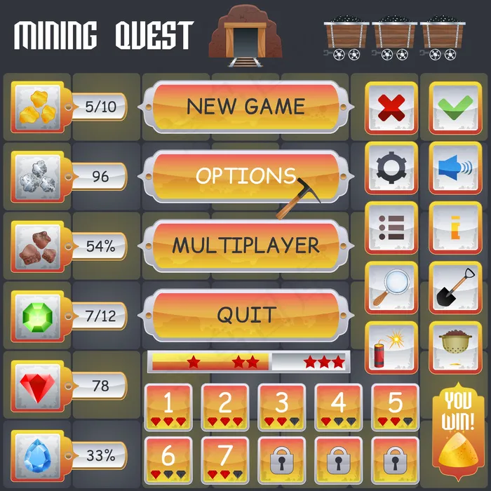 挖掘游戏界面eps,ai矢量模版下载
