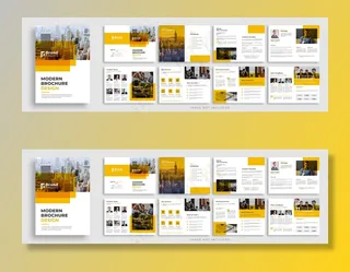 公司橙色多页小册子模板布局