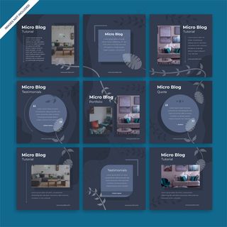 社交媒体模板3x3，自然概念