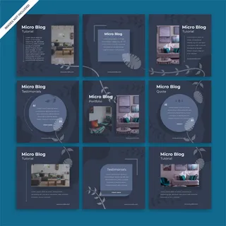 社交媒体模板3x3，自然概念