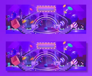 天猫促销季简约舞台紫色banner
