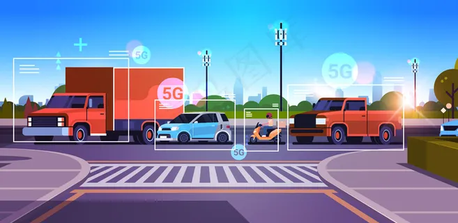 汽车行驶道路车辆无线通信网络5g基站接收机信息发射机交通监控系统概念 汽车行驶道路车辆无线通信网络5g基站接收机信息发射机交通监控系统概念