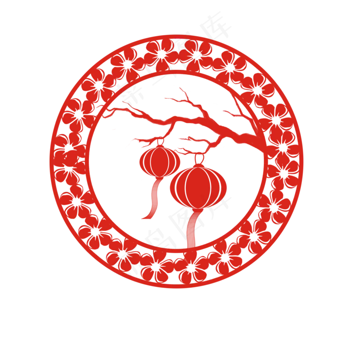 中秋红色剪纸灯笼(2000X2000(DPI:300))psd模版下载