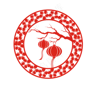 中秋红色剪纸灯笼 中秋红色剪纸灯笼