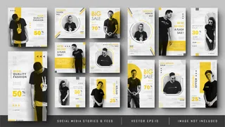 Minamlist黄色模板故事和社交媒体横幅banner