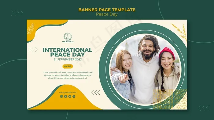 国际和平日横幅banner模板psd模版下载