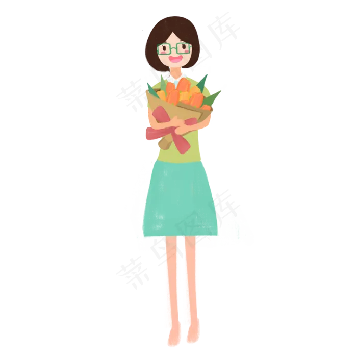 卡通教师节温柔可爱女老师(2000X2000(DPI:150))psd模版下载
