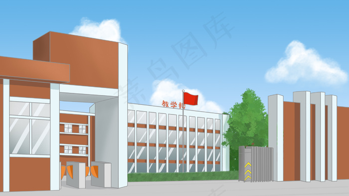 开学季学生学校开学校园大门(2880*1620px 300 dpi )psd模版下载