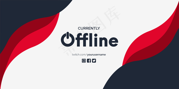 当前脱机的带有抽象红色形状的twitch背景
