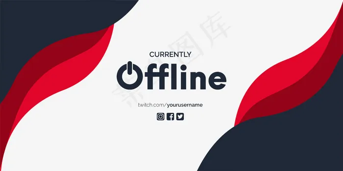 当前脱机的带有抽象红色形状的twitch背景eps,ai矢量模版下载