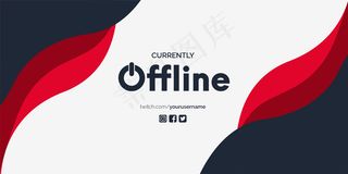 当前脱机的带有抽象红色形状的twitch背景