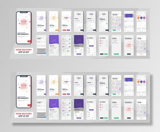 食品配送手机app移动应用程序用户界面。