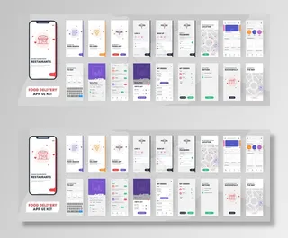 食品配送手机app移动应用程序用户界面。