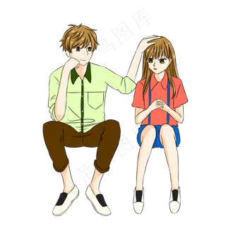 挽手唯美美男孩女孩可爱依偎七夕