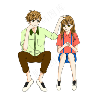 挽手唯美美男孩女孩可爱依偎七夕