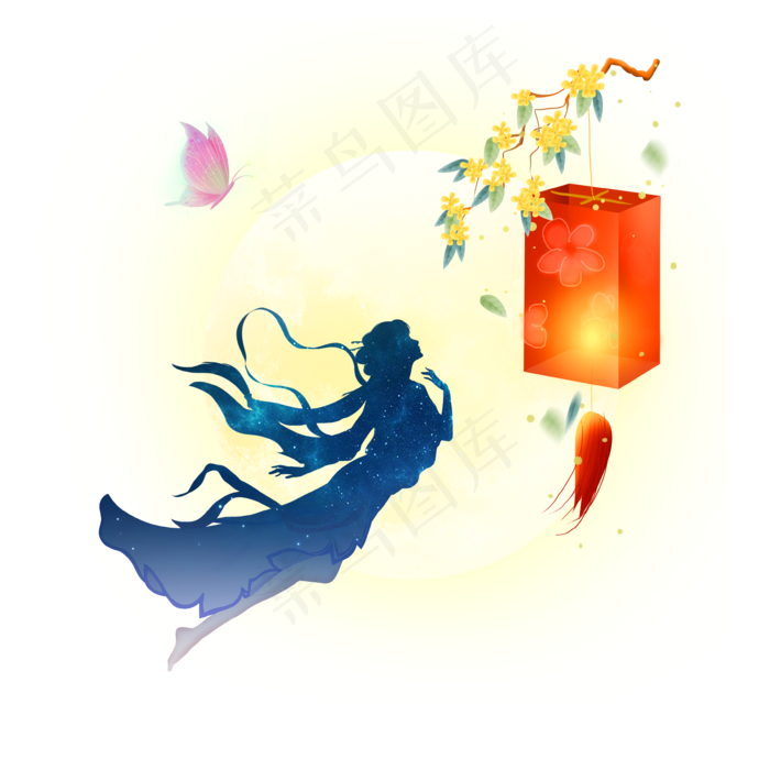 中秋节唯美嫦娥奔月(3543X3543(DPI:300))psd模版下载