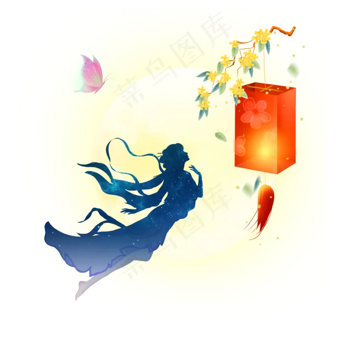 中秋节唯美嫦娥奔月(3543X3543(DPI:300))psd模版下载