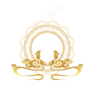 中秋节金色云纹和兔子