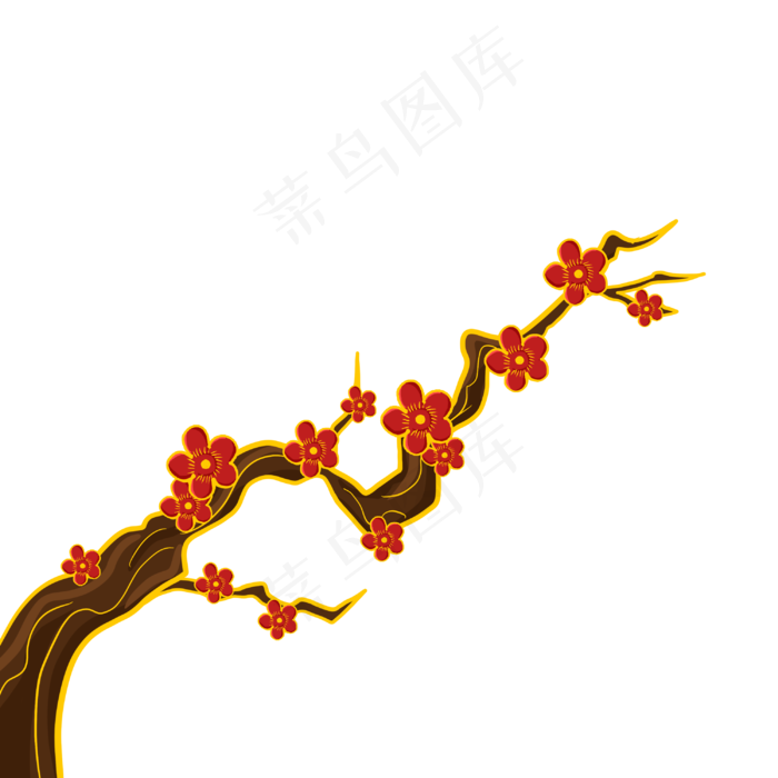 国潮梅花树枝(3000X3000(DPI:300))psd模版下载