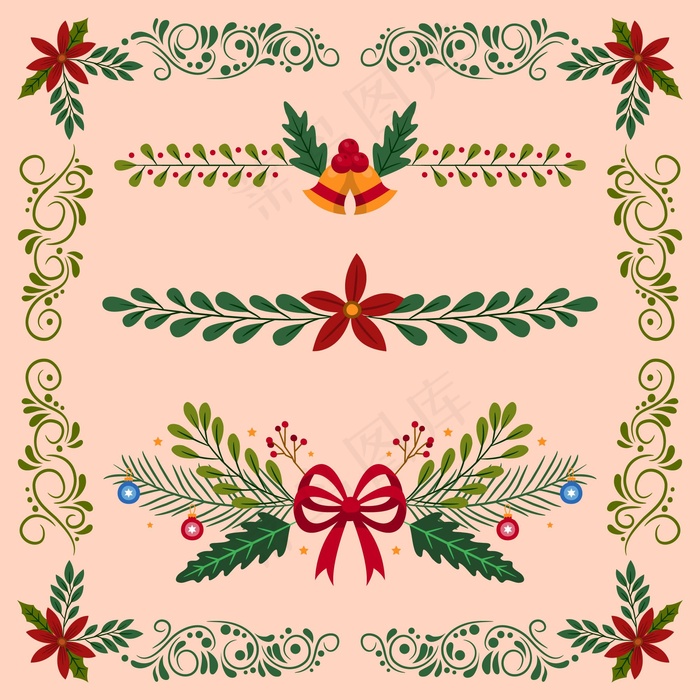 手绘圣诞框架和边框