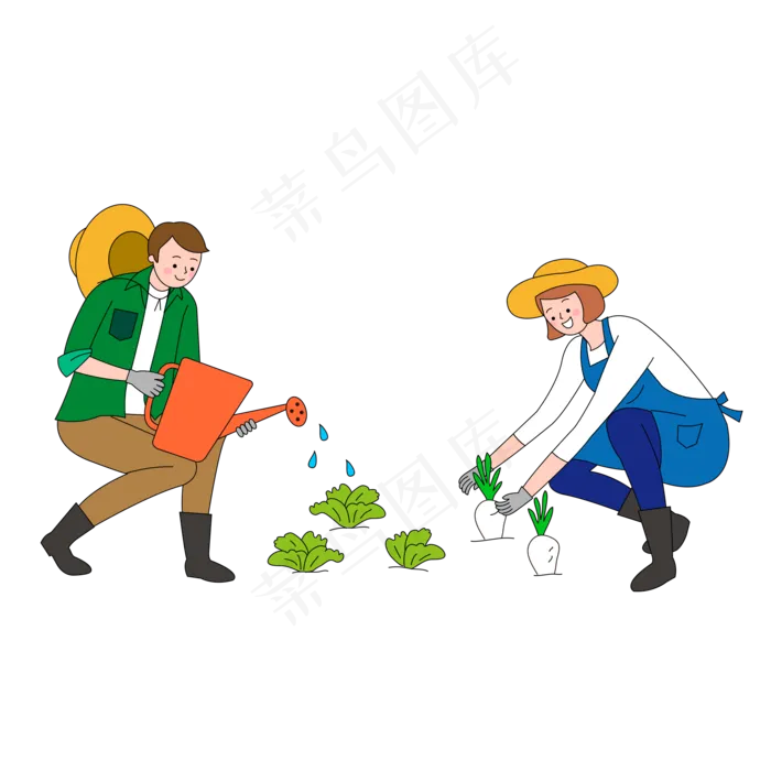 情侣劳作场景温馨有爱(2880X1620(DPI:300))ai矢量模版下载