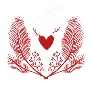 红色森系爱心PNG免抠素材