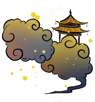 情人节云朵和亭子