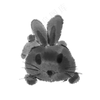 水墨中秋节可爱月兔