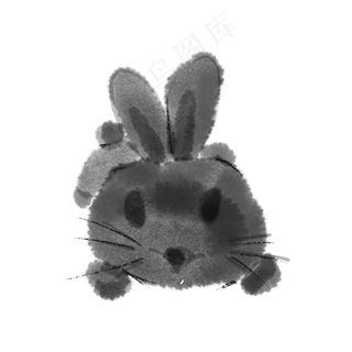 水墨中秋节可爱月兔