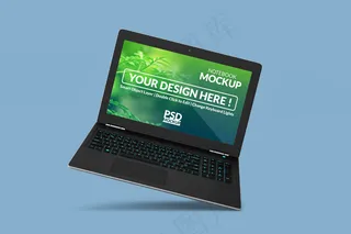浮动笔记本电脑高质量psd模型样机