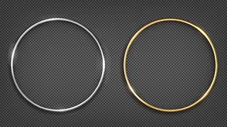 金银戒指架。圆形横幅banner。